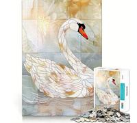 Puzzle Cygne Animal Or 1000 Pièces pour Adolescents Jeu de Logique Stimulant Détente et Peau Claire Cadeau Surprise Anniversaire 38x52cm