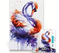 Puzzle Cygne Aquarelle pour Adolescents, 1000 Pièces, Stimule la Mémoire, Détente, Bords Précis, 38x26cm