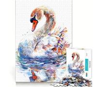 Puzzle Cygne Aquarelle pour Adultes 1000 Pièces Jeu de Mémoire Découpe Laser pour Un Assemblage Parfait Cadeau Unique Anti-Stress (38x52cm)