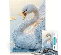 Puzzle Cygne Blanc sur l'eau 1000 Pièces Jeu de Construction Focus Assemblage Solide et Sécurisé Jouet de Loisirs Intérieurs pour Les Fêtes (38x52cm)