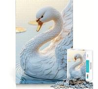 Puzzle Cygne Blanc sur l'eau 1000 pièces pour Adolescents Jeu Stimulant l'esprit Assemblage sûr et Solide Activité Amusante en Famille Le Soir (50x75cm)