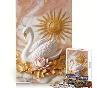 Puzzle Cygne Blanc ﹨u Sun Decor 1000 pièces pour Adolescents Développe l'agilité cérébrale Passe-Temps Confortable et sécurisé Cadeau de Noël idéal (50x75cm)