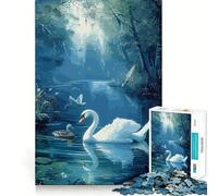 Puzzle Cygne dans la Forêt 1000 Pièces pour Adolescents Jeu de Logique et de Sensation Amusant et Calme Bords Lisse Cadeau d'anniversaire 50x75cm