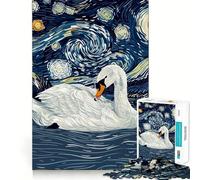 Puzzle Cygne dans la Nuit Étoilée pour Adultes 1000 Pièces Jeu de Défi Cérébral Pièce de Collection Art Découpée 38x26cm