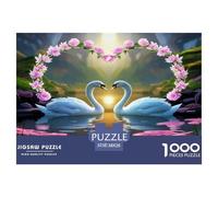 Puzzle Cygne De 1000 Pièces pour Adultes,Lumière du Matin rêveuse Un Jeu De Dexérité Très Difficile Puzzle Jeu D'intelligence l'art De La Décoration Moderne 38x26cm/1000pcs