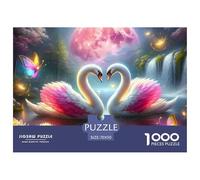 Puzzle Cygne Difficile 1000 pièces - Cygne Lune Amour, Papier recyclé, Jeu éducatif 70x50cm