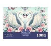 Puzzle Cygne Difficile 1000 pièces - Cygne Rose Papillon cœur, Papier recyclé, Jeu éducatif 52x38cm