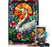 Puzzle Cygne en Vitrail pour Adolescents, 1000 Pièces, Jeu de Réflexion, Design Simple et Amusant, Assemblage, Cadeau Souvenir 50x75cm