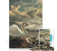 Puzzle Cygne et Famille pour Adolescents 1000 pièces, Jeu de logique et de réflexion, Calme et Amusant, Bords Lisses, Cadeau d'anniversaire 50x75cm