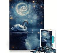 Puzzle Cygne sous Une Lune tourbillonnante, 1000 pièces, pour Adolescents, améliore la mémorisation, Jeu Calme et Amusant, Bords précis, Cadeau Artistique 38x26cm