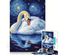Puzzle Cygne sous Une Nuit étoilée pour Adultes, 1000 pièces, stimule la mémoire, apaise et divertit, découpe de qualité supérieure, Cadeau attentionné 38x26cm