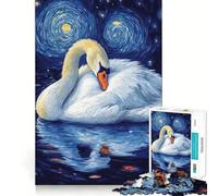 Puzzle Cygne sous Une Nuit étoilée pour Adultes 1000 pièces Think Smart Toy Home Enjoy Découpe précise Décoration Murale 38x52cm