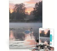 Puzzle Cygne sur lac Brumeux au Lever du Soleil pour Adultes, 1000 pièces, Think Smart Toy, décoration Murale précise 38x52cm