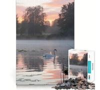 Puzzle Cygne sur lac Brumeux au Lever du Soleil pour Adultes, 1000 pièces, Think Smart Toy, décoration Murale précise 50x75cm