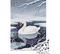 Puzzle Cygne tuberculé De 1000 Pièces pour Adultes,Paysage d'hiver Un Jeu De Dexérité Très Difficile Puzzle en Bois Jeu ÉduChatif avec des Défis l'art De La Décoration Moderne 1000pcs (75x50cm)