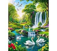 Puzzle Cygnes de la Cascade de Spring Woods pour Adultes,300 pièces,38x26 cm Bricolage Artistique Puzzles, Jeu éducatif Challenge Toy Puzzle pour Décoration de la Maison