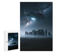 Puzzle D’Art Alien Spaceship Over Stonehenge, 1000 PCS, pour Adultes Passionnés, comme Idée Cadeau pour Les Adultes Aimant Les Puzzles