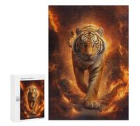 Puzzle D’Art Détaillé Tiger Walking Through Fire pour Adultes, 300 PCS, comme Projet Stimulant pour Les Joueurs Expérimentés, À La Maison