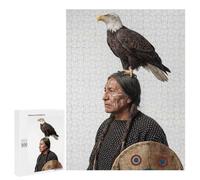 Puzzle D’Art Native American Man with Eagle and Shield, 500 PCS, pour Adultes Passionnés, comme Pause Créative pour Les Amateurs Patients, À La Maison