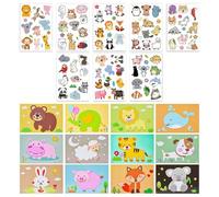 Puzzle D’Autocollants D’Animaux De 12 Pièces, 8 Autocollants D’Animaux, Autocollants Pour Enfants, Puzzle D’Autocollants En Mousse, Kit D’Artisanat D’Autocollants Pour Enfants