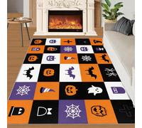 Puzzle d’Halloween Tapis Home Decoe, Citrouille fantôme Chauve-Souris Tapis antidérapants lavables, Carreaux colorés appliqués au Salon Chambre et Couloir de la Salle à Manger (60x90cm)