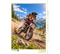 Puzzle · Dackel Lui - Motocross Racer | À fond sur deux roues · 2000 pièces · Format assemblé 90 × 67 cm · CALVENDO Puzzle