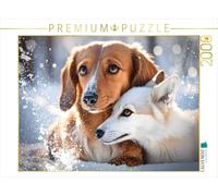 Puzzle · Dackel und Fuchs im winterlichen Schneetraum | Tierische Freundschaft · 2000 pièces · Format assemblé 90 × 67 cm · CALVENDO Puzzle
