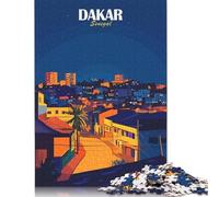 Puzzle Dakar, Sénégal, Paysage Urbain Nocturne, Puzzle de 500 pièces en Bois pour Adultes et Adolescents (18+), Cadeau d'anniversaire, 500 pièces (52 x 38 cm).