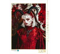 Puzzle · Dame avec des Cornes de Diable dans Une Robe de Velours Rouge | Scène gothique · Dame avec des cornes de diable dans une robe… · 1000 pièces · Format assemblé 64 × 48 cm · CALVENDO Puzzle