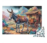 Puzzle d'Âne du Désert 1000 pièces Puzzles de Chariot en Bois Jeu Stimulant Apprendre en s'Amusant Carton Recyclé 100% pour Adultes et Enfants 52x38cm/1000 pièces