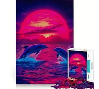 Puzzle d'animaux Dauphin Aquarelle 1000 pièces à reconstituer,Jeu Amusant et sans bavures,pièces nettes et découpées,Jeu Portable et idéal pour Les Voyages (38x52cm)
