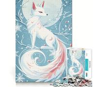 Puzzle d'animaux Renard d'hiver 1000 pièces pour Adultes Jeu de mémoire Amusant Assemblage sûr et Solide Activité familiale du Soir (38x52cm)