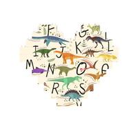 Puzzle d'apprentissage élégant des lettres de l'alphabet avec dinosaures imprimés de 10,8 x 12,8 cm, en forme de cœur, jeu stimulant pour adultes, décoration murale amusante