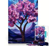 Puzzle d'arbre en vitrail pour Adultes 1000 pièces, Jeu de logique mentale, Doux et Relaxant, découpe Ferme, liste de souhaits du Père Noël 38x26cm