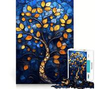 Puzzle d'arbre en vitrail pour Adultes 1000 pièces, Jeu de logique mentale, Doux et Relaxant, découpe Ferme, liste de souhaits du Père Noël 38x26cm