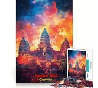 Puzzle d'art Angkor Wat pour Adolescents,1000 pièces,Jeu Stimulant l'esprit,Assemblage sécurisé et Solide,activité de Partage en Famille (50x75cm)