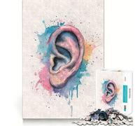 Puzzle d'art Aquarelle représentant l'anatomie de l'oreille,1000 pièces,Jeu de Concentration mentale,Design ajusté sans Espace,défi cérébral interactif pour la Maison (38x52cm)