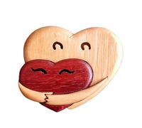 Puzzle d'art en bois en forme de cœur - Double cœur - Pièce cadeau bien pensée - Puzzle gravé avec plateau pour sculpture de bureau personnalisée pour la Saint-Valentin, hauteur rustique