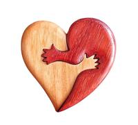 Puzzle d'art en bois en forme de cœur - Double cœur - Pièce cadeau bien pensée - Puzzle gravé avec plateau pour sculpture de bureau personnalisée pour la Saint-Valentin, hauteur rustique