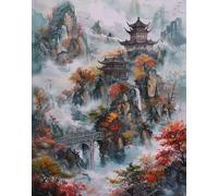 Puzzle d'art Irrégulier - Chinese Landscape Painting Washs Painting - Jeu Éducatif Familial pour La Mémoire - Wall Decor - Puzzle 1000 Pièces Zx31Aw