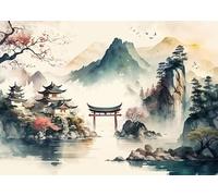 Puzzle d'art Irrégulier - Chinese Landscape Painting Washs Painting - Jeu Éducatif Familial pour La Mémoire - Wall Decor - Puzzle 1000 Pièces Zx29Aw
