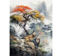 Puzzle d'art Irrégulier - Chinese Landscape Painting Washs Painting - Jeu Éducatif Familial pour La Mémoire - Wall Decor - Puzzle 1000 Pièces Zx34Aw