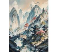 Puzzle d'art Irrégulier - Chinese Landscape Painting Washs Painting - Jeu Éducatif Familial pour La Mémoire - Wall Decor - Puzzle 1000 Pièces Zx30Aw