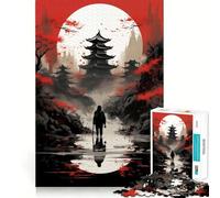 Puzzle d'art Japonais Rouge de 1000 pièces pour Adultes, Jeu de réflexion, Divertissement paisible, pièce de Collection aux découpes soignées (38x26cm)