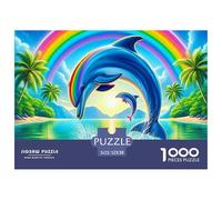 Puzzle Dauphin 1000 pièces Papier recyclé | Palmier Arc-en-Ciel, Jeu éducatif, décoration Murale 52x38cm