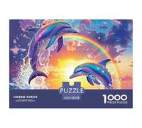 Puzzle Dauphin 1000 pièces Papier recyclé pour Adultes | Océan Arc-en-Ciel, Anti-Stress, idée Cadeau 52x38cm
