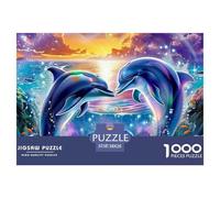 Puzzle Dauphin 1000 pièces pour Adultes et Enfants - Dauphin cœur océan, Papier recyclé, Jeu éducatif Anti-Stress, 38x26cm