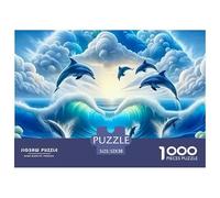 Puzzle Dauphin 1000 pièces pour Adultes - Groupe de Dauphins Vague, idée Cadeau décoration Murale, 52x38cm
