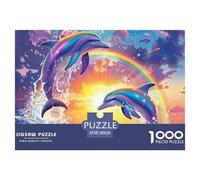 Puzzle Dauphin 1000 pièces pour Hommes et Femmes | Océan Arc-en-Ciel, activité familiale, décoration Murale 38x26cm