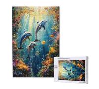 Puzzle Dauphin 2000 Pièces Adultes, Puzzles Classiques Art Fleur avec Boîte d'emballage et Photos de Référence, Relaxation/Soulagement du Stress/Jeux Amusants, DIY Creatif Cadeau pour Femme 2T-1742